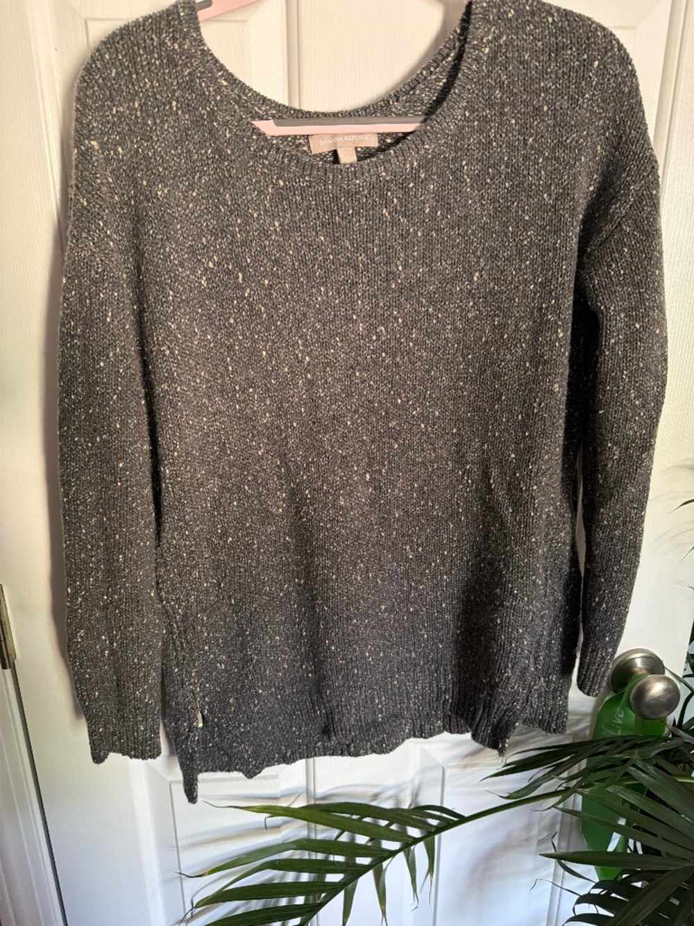 Banana Republic Metallic grey sweater with zip details